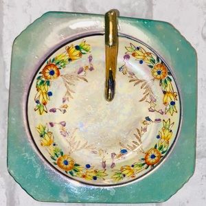 Japanese hand painted floral border trinket tray  💎